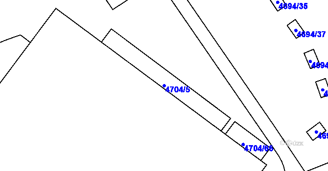 Parcela st. 4704/5 v KÚ Chomutov I, Katastrální mapa