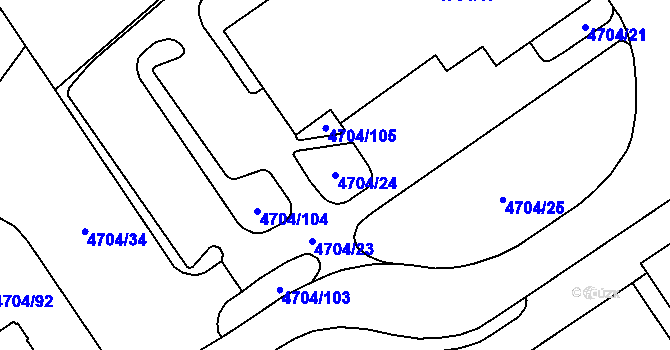 Parcela st. 4704/24 v KÚ Chomutov I, Katastrální mapa