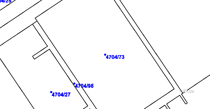Parcela st. 4704/73 v KÚ Chomutov I, Katastrální mapa