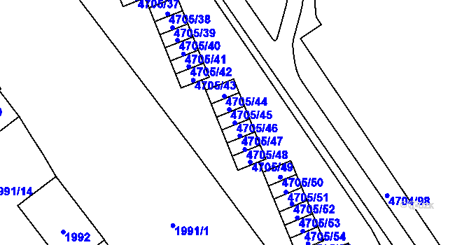 Parcela st. 4705/46 v KÚ Chomutov I, Katastrální mapa