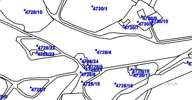 Parcela st. 4728/4 v KÚ Chomutov I, Katastrální mapa