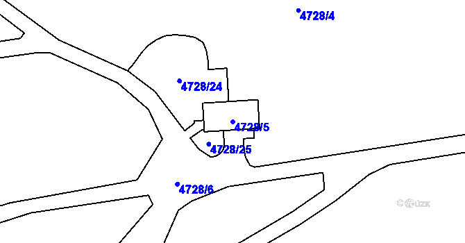 Parcela st. 4728/5 v KÚ Chomutov I, Katastrální mapa