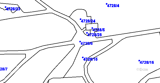 Parcela st. 4728/6 v KÚ Chomutov I, Katastrální mapa