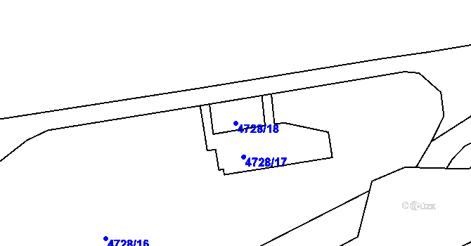 Parcela st. 4728/18 v KÚ Chomutov I, Katastrální mapa