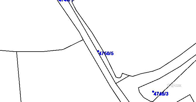 Parcela st. 4750/5 v KÚ Chomutov I, Katastrální mapa