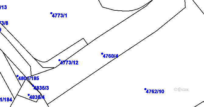Parcela st. 4760/4 v KÚ Chomutov I, Katastrální mapa