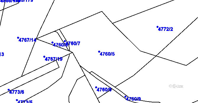 Parcela st. 4760/5 v KÚ Chomutov I, Katastrální mapa