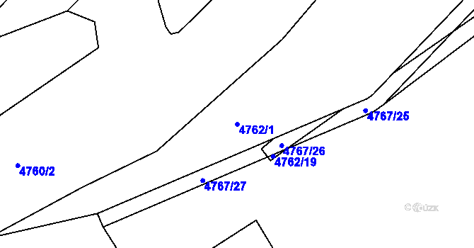 Parcela st. 4762/1 v KÚ Chomutov I, Katastrální mapa