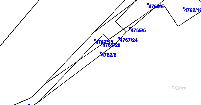 Parcela st. 4762/6 v KÚ Chomutov I, Katastrální mapa