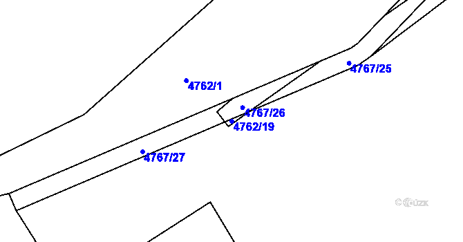 Parcela st. 4762/19 v KÚ Chomutov I, Katastrální mapa