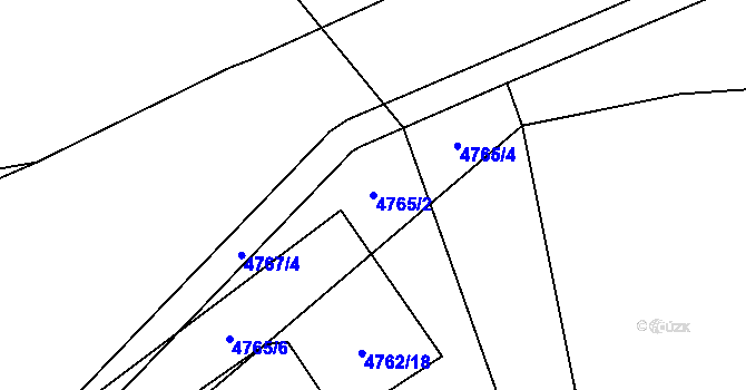 Parcela st. 4765/2 v KÚ Chomutov I, Katastrální mapa