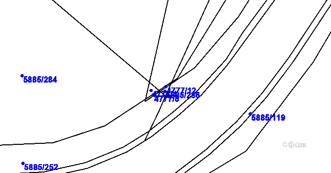 Parcela st. 4777/12 v KÚ Chomutov I, Katastrální mapa