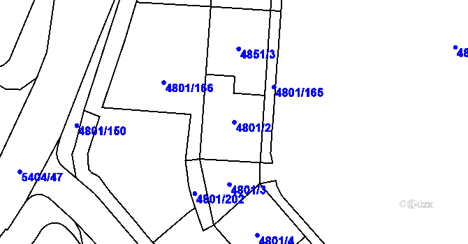 Parcela st. 4801/2 v KÚ Chomutov I, Katastrální mapa