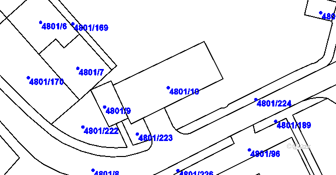 Parcela st. 4801/10 v KÚ Chomutov I, Katastrální mapa