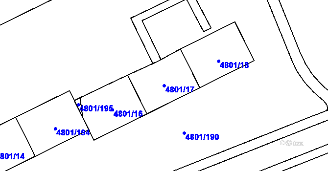 Parcela st. 4801/17 v KÚ Chomutov I, Katastrální mapa