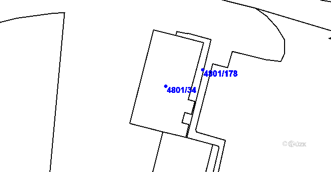 Parcela st. 4801/34 v KÚ Chomutov I, Katastrální mapa