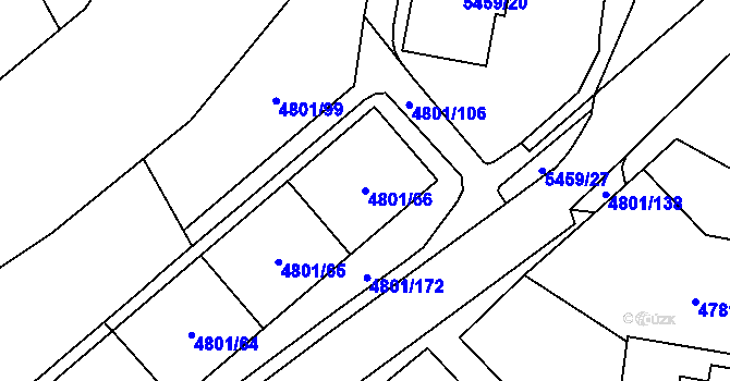 Parcela st. 4801/66 v KÚ Chomutov I, Katastrální mapa