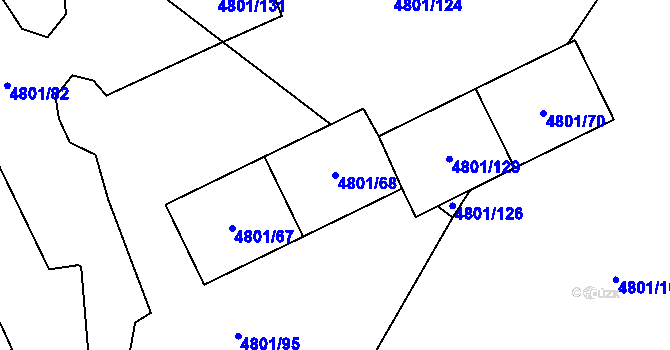 Parcela st. 4801/68 v KÚ Chomutov I, Katastrální mapa