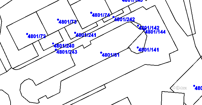 Parcela st. 4801/81 v KÚ Chomutov I, Katastrální mapa