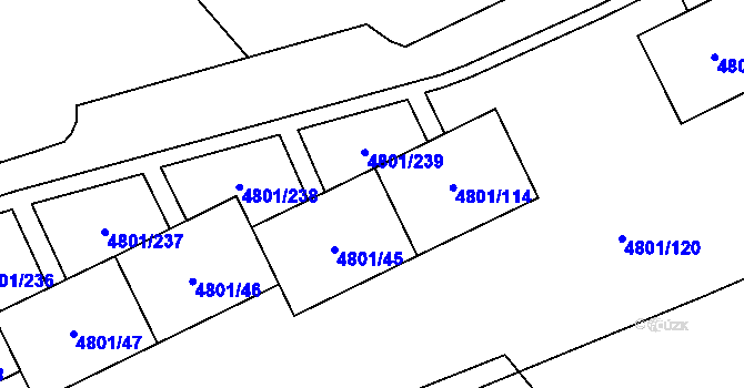 Parcela st. 4801/115 v KÚ Chomutov I, Katastrální mapa