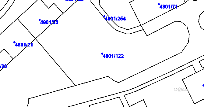Parcela st. 4801/122 v KÚ Chomutov I, Katastrální mapa