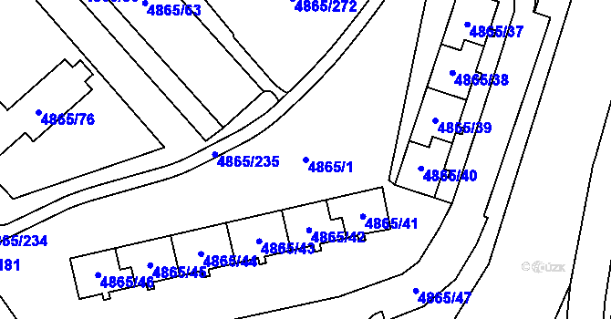 Parcela st. 4865/1 v KÚ Chomutov I, Katastrální mapa