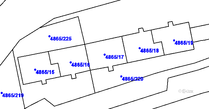 Parcela st. 4865/17 v KÚ Chomutov I, Katastrální mapa