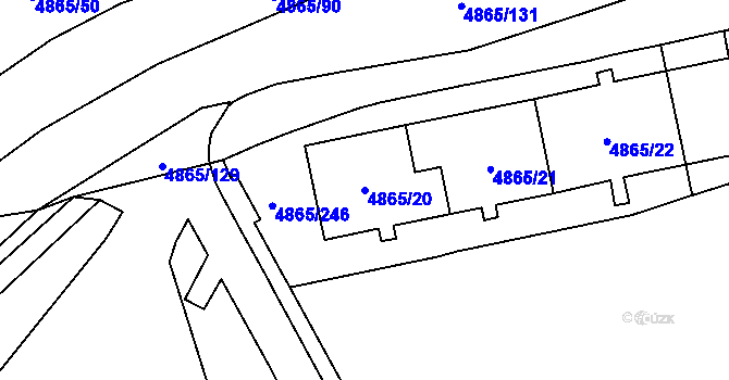 Parcela st. 4865/20 v KÚ Chomutov I, Katastrální mapa