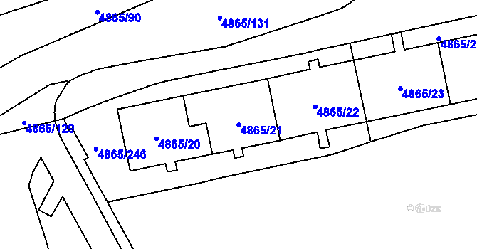 Parcela st. 4865/21 v KÚ Chomutov I, Katastrální mapa