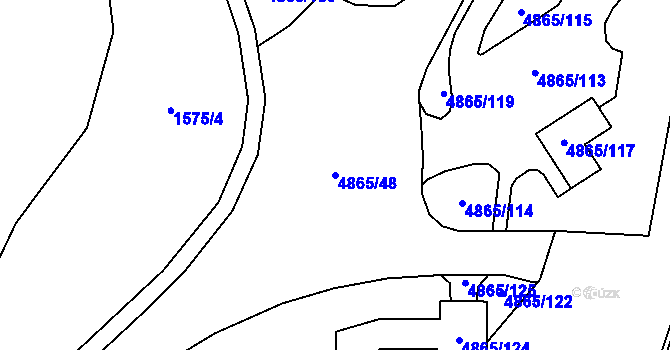 Parcela st. 4865/48 v KÚ Chomutov I, Katastrální mapa
