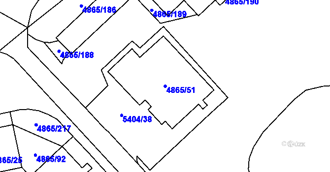 Parcela st. 4865/51 v KÚ Chomutov I, Katastrální mapa