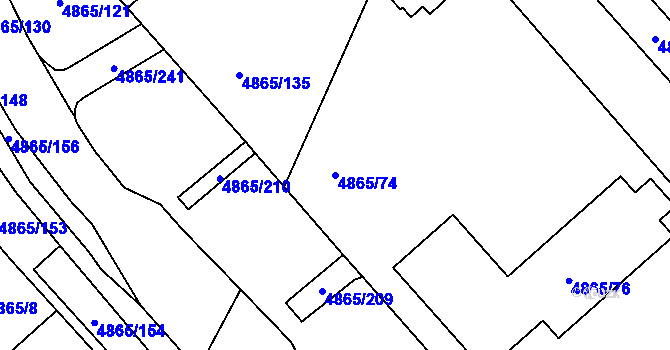 Parcela st. 4865/74 v KÚ Chomutov I, Katastrální mapa