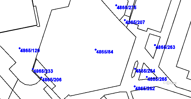 Parcela st. 4865/84 v KÚ Chomutov I, Katastrální mapa
