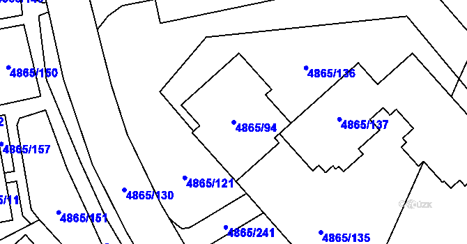 Parcela st. 4865/94 v KÚ Chomutov I, Katastrální mapa