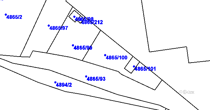 Parcela st. 4865/100 v KÚ Chomutov I, Katastrální mapa