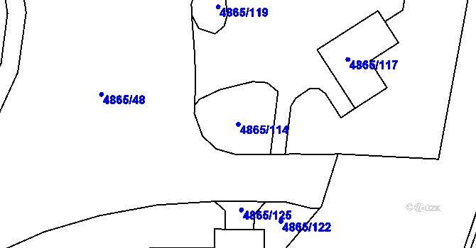Parcela st. 4865/114 v KÚ Chomutov I, Katastrální mapa