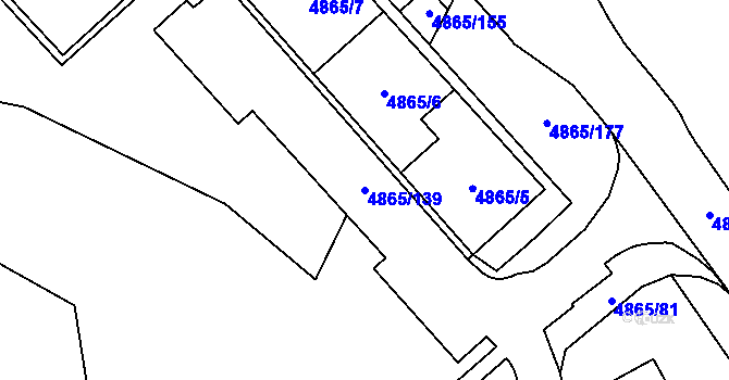 Parcela st. 4865/139 v KÚ Chomutov I, Katastrální mapa
