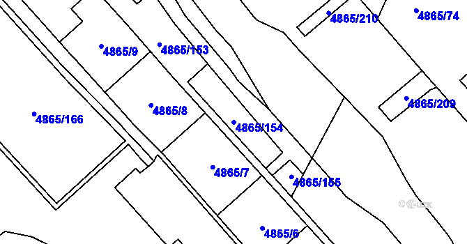 Parcela st. 4865/154 v KÚ Chomutov I, Katastrální mapa