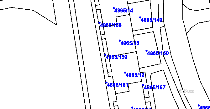 Parcela st. 4865/159 v KÚ Chomutov I, Katastrální mapa