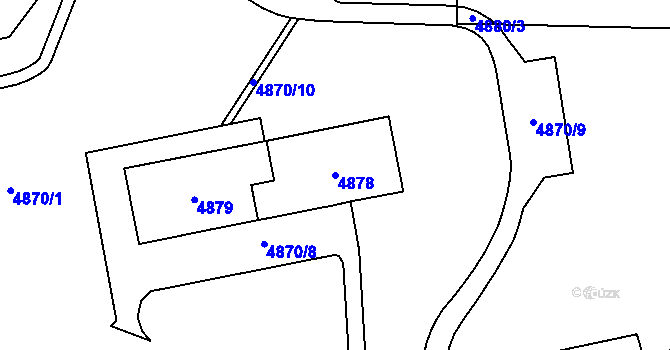 Parcela st. 4878 v KÚ Chomutov I, Katastrální mapa
