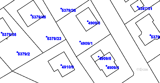 Parcela st. 4909/1 v KÚ Chomutov I, Katastrální mapa