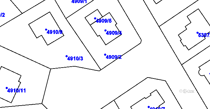 Parcela st. 4909/2 v KÚ Chomutov I, Katastrální mapa
