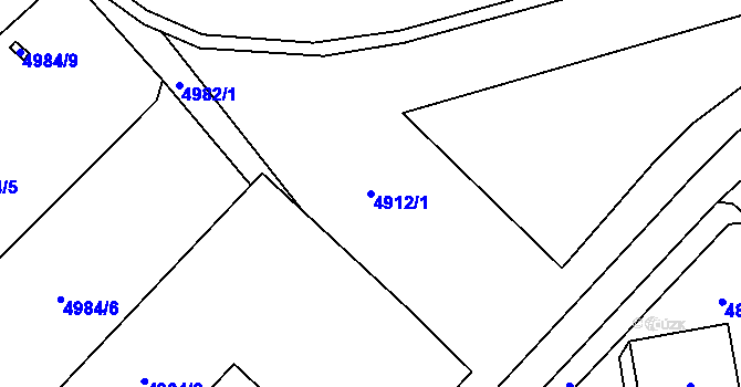 Parcela st. 4912/1 v KÚ Chomutov I, Katastrální mapa