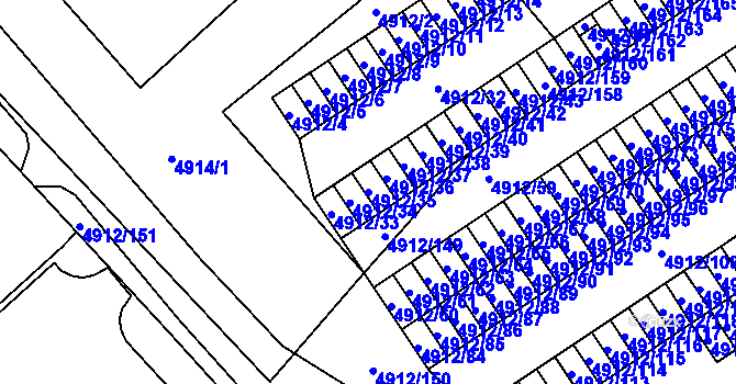 Parcela st. 4912/35 v KÚ Chomutov I, Katastrální mapa