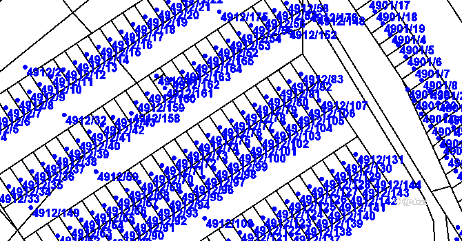 Parcela st. 4912/77 v KÚ Chomutov I, Katastrální mapa