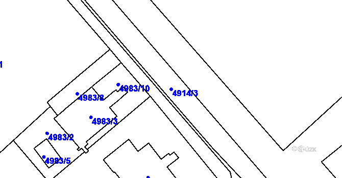 Parcela st. 4914/3 v KÚ Chomutov I, Katastrální mapa