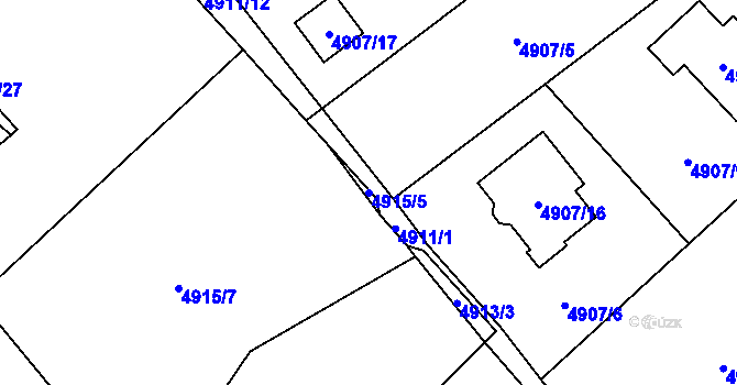Parcela st. 4915/5 v KÚ Chomutov I, Katastrální mapa