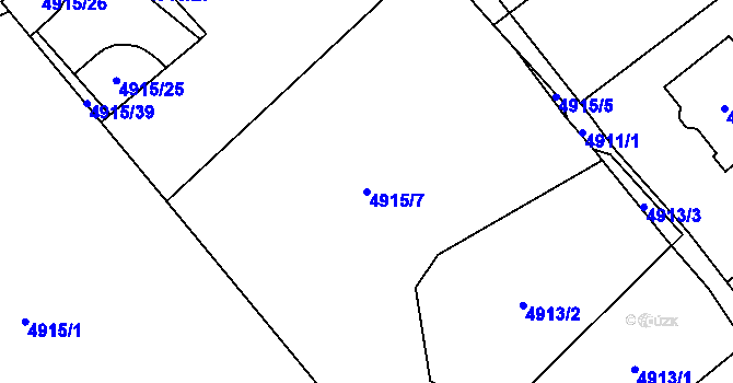 Parcela st. 4915/7 v KÚ Chomutov I, Katastrální mapa