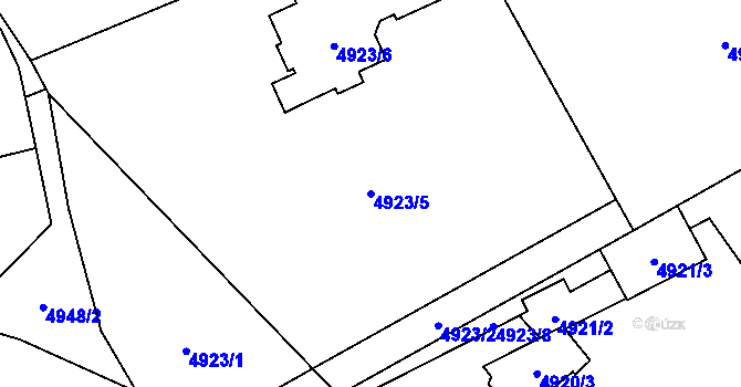 Parcela st. 4923/5 v KÚ Chomutov I, Katastrální mapa