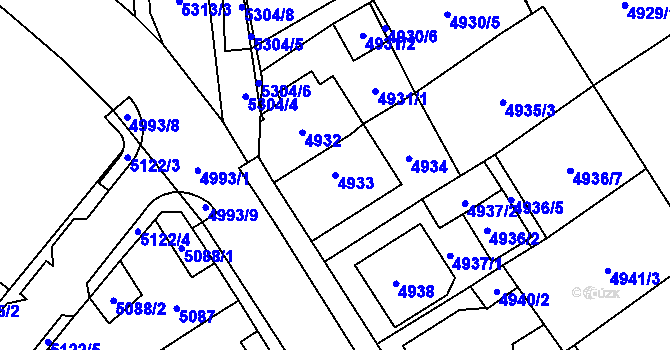 Parcela st. 4933 v KÚ Chomutov I, Katastrální mapa